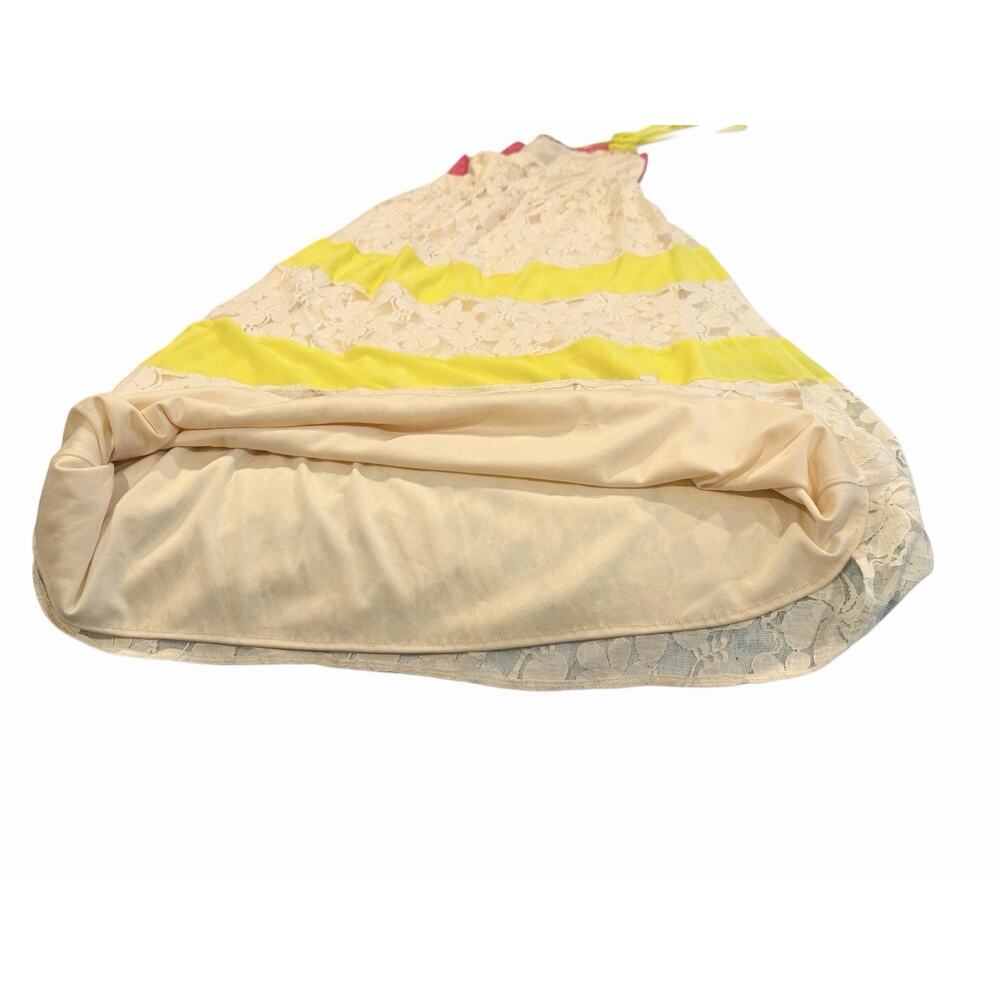 Flying Tomatoe Lace Maxi Dress Women’s Small Ivory Lemon Halter Bohemian - Picture 9 of 13